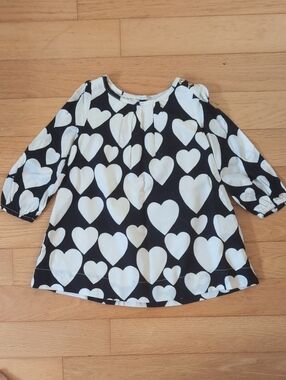 Baby GAP Black & White Heart Print Dress 18-24m